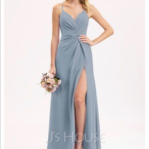 DUSTY BLUE JJs HOUSE BRIDESMAID DRESS